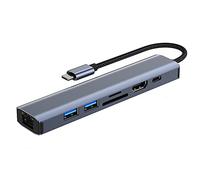 XIDIT 7In1 Type C HUB USB 3.0 Multiport Splitter Adapter with PD Ports Card Reader for Compute PC Replacement Accessories