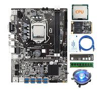 XIDIT 8 Card GPU B75 Mining Motherboard+CPU+Fan+Thermal Grease+8G DDR3 RAM+128G SSD+Network Cable+Baffle 8USB3.0 LGA1155 MSATA