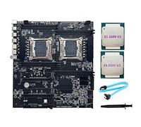 XIDIT X99 Dual-Socket Motherboard LGA2011-3 Dual CPU Support RECC DDR4 Memory with 2XE5-2609 V3 CPU+SATA Cable+Thermal Grease Spare Parts Kits