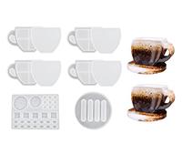Xidmold 10pcs Coaster Resin Moulds, Resin Shaker Mold for Cup Pad, Cup Shape Coaster Silicone Mold Coaster Holder Mould, Lemon Coffee Beans Filler Mould, Silicone Shaker Coaster Molds for Epoxy Resin