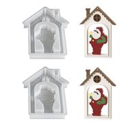 Xidmold 2PCS 3D Christmas House Silicone Moulds with Holes - Christmas Resin Ornament Moulds for DIY Epoxy, Candles, Clay Crafts, Festive Wall Hanging & Door Decor