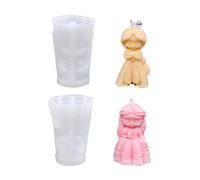 Xidmold 2Pcs 3D Cute Princess Girls Candle Mould,Silicone Little Girl Moulds for Chocolate,Sculpture, Wax Candle,Gypsum, Resin Art, Home Decor &DIY Handcraft (A)
