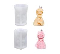 Xidmold 2Pcs 3D Cute Princess Girls Candle Mould,Silicone Little Girl Moulds for Chocolate,Sculpture, Wax Candle,Gypsum, Resin Art, Home Decor &DIY Handcraft (C)