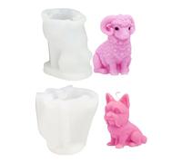 Xidmold 2Pcs 3D Dog & Sheep Silicone Moulds, Reusable Candle Mould for Soap Making & Resin Casting, Polymer Clay, Plaster,Easy Demould Craft Supplies for DIY Home Decor & Beginners