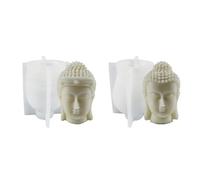 Xidmold 2Pcs Buddha Head Candle Moulds 3D Buddha Silicone Mold for Sculpture, Plaster, Statue, Soy Wax Candle, Resin Art, DIY Crafts (B)