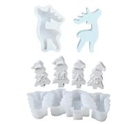 Xidmold 2PCs Christmas Tree & Deer Silicone Resin Moulds - 3D Christmas Resin Casting Moulds for DIY Candles, Wax, Polymer Clay & Holiday Decor - Festive Xmas Craft Making Kit