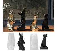 Xidmold 2Pcs Egyptian Animal Resin Moulds, 3D Egyptian Cat and Dog Silicone Molds for Soy Wax Candle, Soap, Plaster, Statue, DIY Crafts
