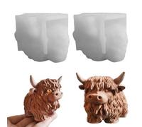 Xidmold 2Pcs Highland Cow Shape Silicone Mould,3D Cow Candle Moulds,Animal Epoxy Resin Casting Moulds, for Candle Making,Soap,Gypsum, Resin Art,Home Decor