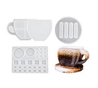 Xidmold 3-in-1Silicone Mould for Resin Coasters | Includes Cup Shape Coaster Moulds, Coaster Holder & Lemon/Coffee Beans Filler | Resin Shaker Moulds for DIY Epoxy Crafts, Home Decor & Unique Gifts