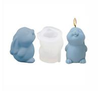 Xidmold 3D Bunny Candle Mould, Cute Easter Rabbit Silicone Mold for Fondant, Soy Wax Candle, Soap, Polymer Clay, Plaster, Resin Art (A)