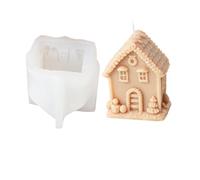 Xidmold 3D Gingerbread House Candle Mold, Christmas Gingerbread House Silicone Mold for Fondant, Chocolate, Soy Wax Candle, Soap, Plaster, Bath Bomb, Epoxy Resin Casting, Xmas Crafts (A)