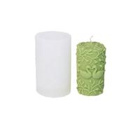 Xidmold 3D Rattan & Flower Cylinder Candle Silicone Mould - Boho Pillar Candle Mould for Beeswax, Soy Wax, Resin & Plaster Crafts - DIY Home Decor (D)