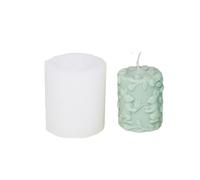 Xidmold 3D Rattan & Flower Cylinder Candle Silicone Mould - Boho Pillar Candle Mould for Beeswax, Soy Wax, Resin & Plaster Crafts - DIY Home Decor (E)