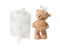 Xidmold 3D Slogan Bear Candle Mould, Teddy Bear Silicone Mould for Fondant, Chocolate, Cake Decor, Soap, Plaster, Resin Art, Birthday, Mother's Day, Father's Day (MVM)