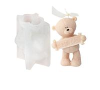 Xidmold 3D Slogan Bear Candle Mould, Teddy Bear Silicone Mould for Fondant, Chocolate, Cake Decor, Soap, Plaster, Resin Art, Birthday, Mother's Day, Father's Day (Best DAD)