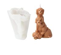 Xidmold 3D Stacking Dog Candle Mould, Dog Silicone Mould for Fondant, Chocolate, Cake Decor, Candle, Soap, Polymer Clay, Plaster Ornament, Resin Art (Dog)