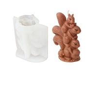 Xidmold 3D Stacking Squirrel Candle Mould, Squirrel Silicone Mould for Fondant, Chocolate, Cake Decor, Candle, Soap, Polymer Clay, Plaster Ornament, Resin Art (Squirrel)
