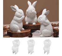 Xidmold 3Pcs Bunny Candle Moulds Hear See Speak No Evil Rabbit Resin Moulds 3D Bunny Silicone Mold for Soy Wax Candle, Soap, Plaster, Easter Crafts