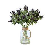 Xidmold 4 Bundles Purple Grey Artificial Thistle Spray Real Touch Eryngium Sea Holly Flowers Bouquet Faux Decorative Flower for Wedding Centerpieces Home Shop Office Restaurant Party Table Decor