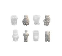 Xidmold 4Pcs 3D Animal Astronaut Epoxy Resin Moulds, Mini Monkey Cat Rabbit Bear Astronaut Candle Mould, Space Theme Silicone Mold for Fondant, Chocolate, Candle, Soap, Plaster, DIY Crafts (A)