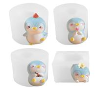 Xidmold 4Pcs 3D Penguin Mould Cute Animal Penguin Silicone Mold for Candle, Soap, Polymer Clay, Plaster, Epoxy Resin, DIY Crafts