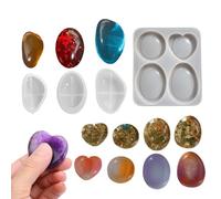 Xidmold 4Pcs Pocket Worry Stones Resin Moulds,Pebble Stone Silicone Moulds for Epoxy Resin, DIY Craft Accessories, Home Decor, Stress Relief Meditation Healing Reiki