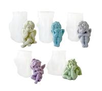 Xidmold 5pcs 3D Angel Silicone Moulds Mini Angel Candle Soap Mould Epoxy Resin Mould Silicone Angel Mold for Chocolate, Candy, Cake Decor, Soy Wax Candle, Soap, Polymer Clay, Plaster, Resin Art