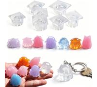 Xidmold 7 Pcs Halloween Ghost Silicone Mould Set - Mini Cute Ghost Resin Mold for Keychain, Pendant, Soap, Wax, Plaster, Clay, Home Decor Ornaments & Party Favours