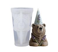 Xidmold Bear Cylinder Candle Silicone Molds,Animal Bear Pillar Resin Casting Molds Taper Candle Mold for Candles Making,Soap, Sculpture, Gypsum, Resin Art, Home Decor (E)