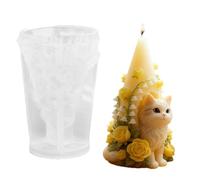 Xidmold Cat Cylinder Candle Silicone Molds,Animal Pillar Resin Casting Molds Taper Candle Mold for Candles Making,Soap, Sculpture, Gypsum, Resin Art, Home Decor (A)