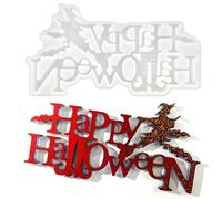 Xidmold Happy Halloween Letter Resin Casting Mould, Halloween Ornament Mould for Wall Hanging, Door Decor, Resin Art, Polymer Clay & Plaster Craft - Festive Holiday Decoration
