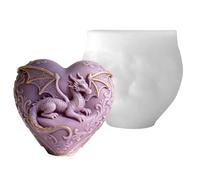 Xidmold Heart Dragon Candle Soap Mould, 3D Flying Dragon Silicone Mold for Candle Making, Animal Epoxy Resin Casting Mould for Wax Polymer Clay, DIY Craft Concrete Plaster Home Decor