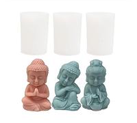 Xidmold Pack of 3 Buddha Silicone Molds for Candles, Soap, Crafts - Food Grade, Non-stick, Reusable, Durable - 3D Molds for Plaster, Soy Wax Candles
