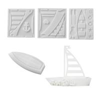 Xidmold Set of 4 Sailboat Silicone Moulds - Sailing Boat Candle Holder & Tealight Stand Casting Moulds for Epoxy Resin, Taper & Scented Candles - Nautical Home Decor Craft Making