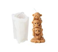 Xidmold Stacking Monkey Candle Mould - 3D Silicone Mould for Fondant, Chocolate, Cake Decor, Candle, Soap, Polymer Clay, Plaster Ornament, Resin Art