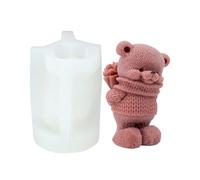 Xidmold Standing Bear Silicone Moulds - 3D Rose Bear Candle Making Molds for Epoxy Resin, Candles, Soap,Valentine‘s, Wedding, Birthday Gifts,Cake Chocolate Decor (C)