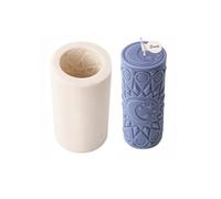 Xidmold Vintage Floral Pattern Pillar Candle Mould, Sun Moon Column Silicone Mold for Soy Wax Candle, Aromatherapy Candle, Gypsum, Plaster, Home Decor (B, Small)
