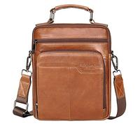 Xieben Business Leather Shoulder Messenger Bag for Men Travel Outdoor Crossbody Handbag Briefcase Wallet Phone Pouch Purse Casual Daypack Brown