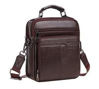 Xieben Business Leather Shoulder Messenger Bag for Men Travel Outdoor Crossbody Handbag Briefcase Wallet Phone Pouch Purse Casual Daypack Coffee