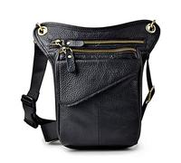 Xieben Leather Drop Leg Bag for Men Women Motorcycle Bike Riding Cycling Multi-Purpose Thigh Waist Fanny Pack Bum Pocket Hiking Sports Camping Travel Pouch Black