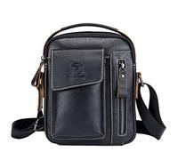Xieben Vintage Leather Mens Handbag Shoulder Bag for Men Everyday Casual Business Briefcase Cross Body Messenger Pack Tote Handbags Black