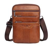 Xieben Vintage Leather Shoulder Messenger Bag for Men Travel Business Crossbody Pack Wallet Satchel Sling Chest Bags Brown