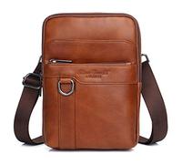 Xieben Vintage Leather Shoulder Messenger Bag for Men Travel Business Small Crossbody Pack Wallet Phone Pouch Purse Bag Brown