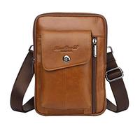 Xieben Vintage Leather Shoulder Messenger Bag for Men Women Phone Holder Holster Travel Business Fanny Crossbody Pack Wallet Belt Satchel Sling Chest Pouch Brown