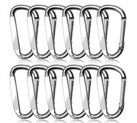 XIECHANEE Large Carabiner D Ring Clip 3", 12PCS Silver Aluminum Caribeaner Keychain, Spring Snap Hook for Keychain Clip…