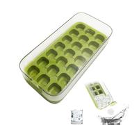 Xiedeai Silicone Ice Cube Tray with Lid - 21 Cube Easy Release Ice Moulds Set with Filling Line, No Contact Freezer Tray for Whisky, Cocktails, Coffee & Drinks, BPA Free (Green)