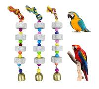 Xieesae 4PCS Bird Teeth Grinding Toy, Bird Toys for Caged Birds with Bell, Parrot Cages Training Hanging Chew Toys, Durable Bird Budgie Toys for Beak Care & Dental Health