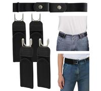 Xieesae 5Pcs No Buckle Belts for Men Women, Metal Hook Buckless Belt, Invisible Stretch Belt for Jeans, Trousers to Fix Loose Waist Gap, Side Waist Belt Loop for Jeans, Work, Casual, Business