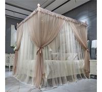 XIEHEMAO Double Layer 3-Opening Floor Standing Style Mosquito Net, Square Top Home Bed Canopy with Thickened Stainless Steel Stand(180 * 220cm)