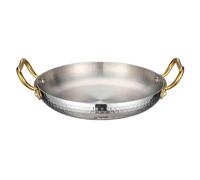XIEHEMAO Spanish Paella pan, Stainless Steel Cooking with Double Handle | Non-stick coated cooking pan, hand-hammered seafood cooking pan for seafood, rice and grilling(Silver,30 cm)